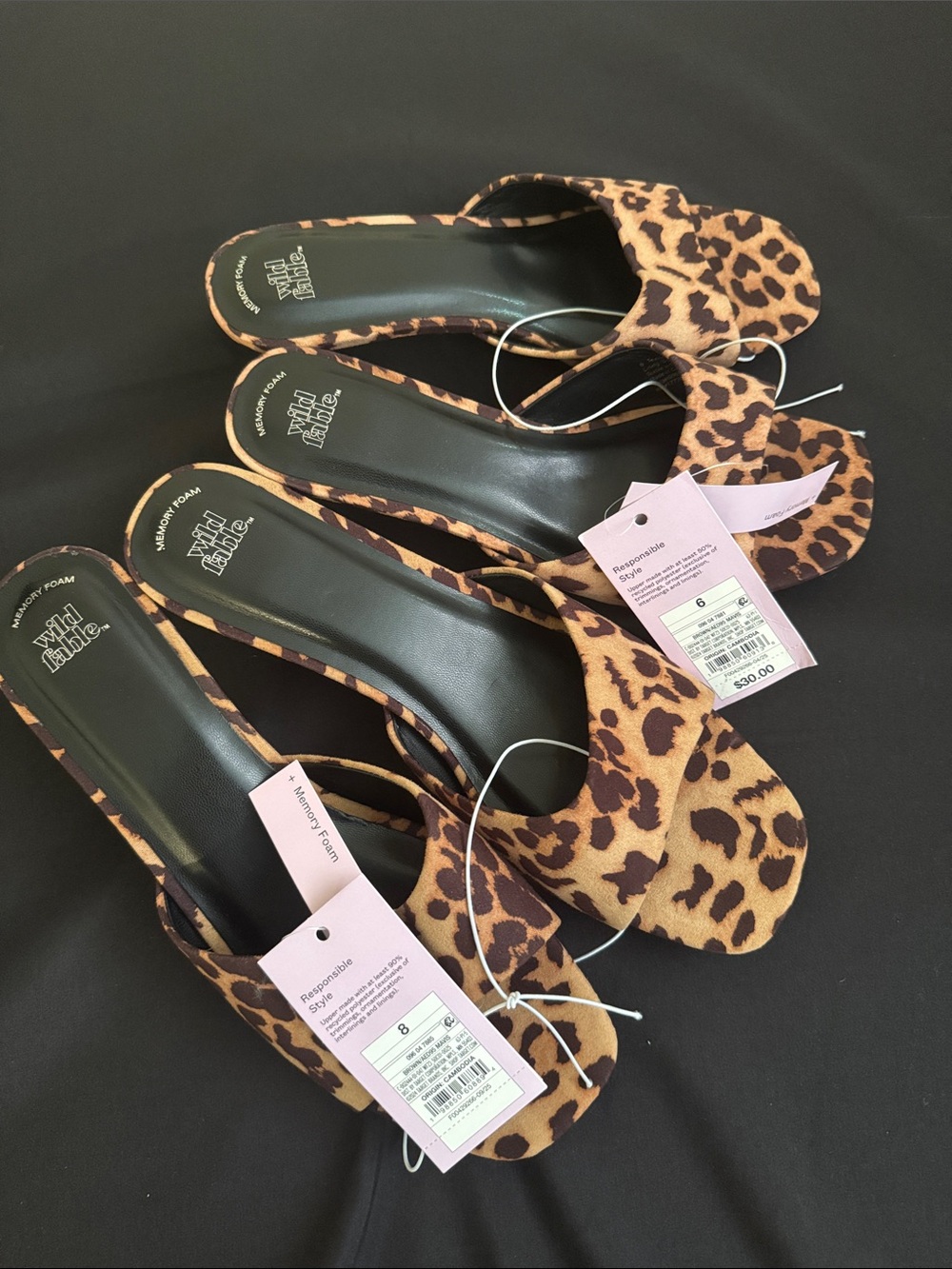 Leopard-Print Open Toe Kitten Heel Mule - Brown/Black - Sizes 7/8 - Picture 5 of 5